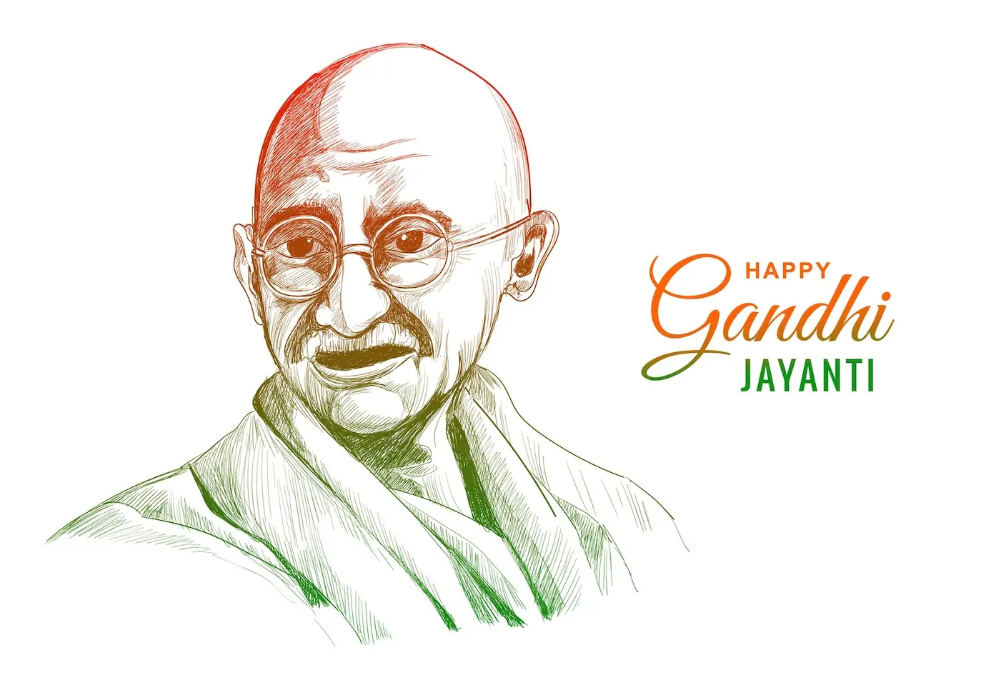 sketch drawing of Ghandi Happy Gandhi Jayanti