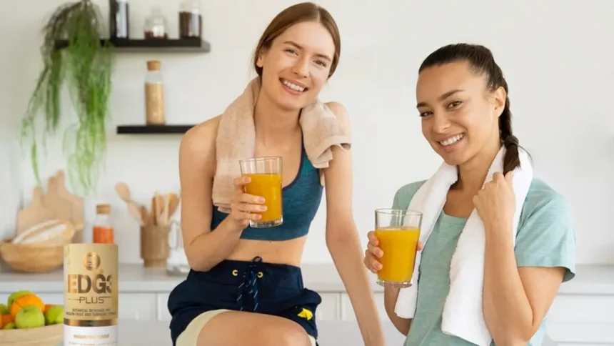 Two girls, after a work out, drinking EDG3 Plus to enjoy its benefits of glutathione for immunity