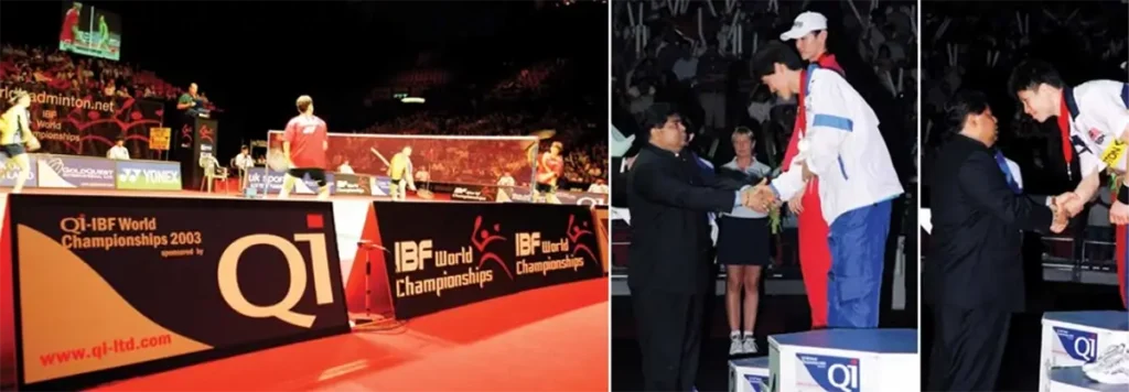 Dato Sri awarding athletes International Badminton Federations’ (IBF) World Championships tournament in 2003