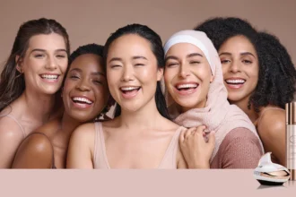 Diverse group of women with radiant and healthy skin, showcasing Physio Radiance Visage+ for glass skin