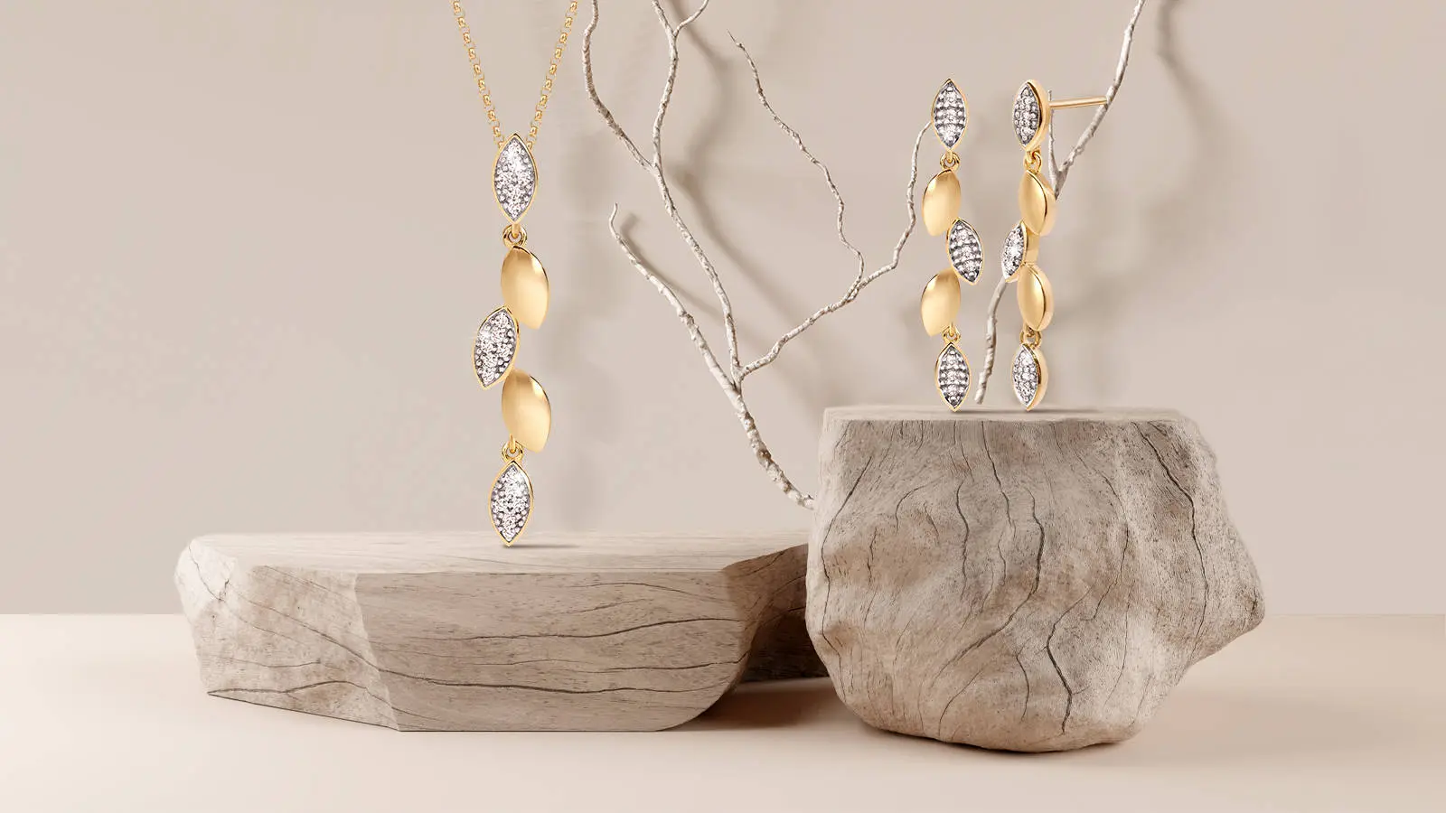 Bernhard H. Mayer 18K Gold Jewellery - Autumn Earrings and Pendant