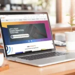 Laptop showing official website to showing QNET website not QNET scams website