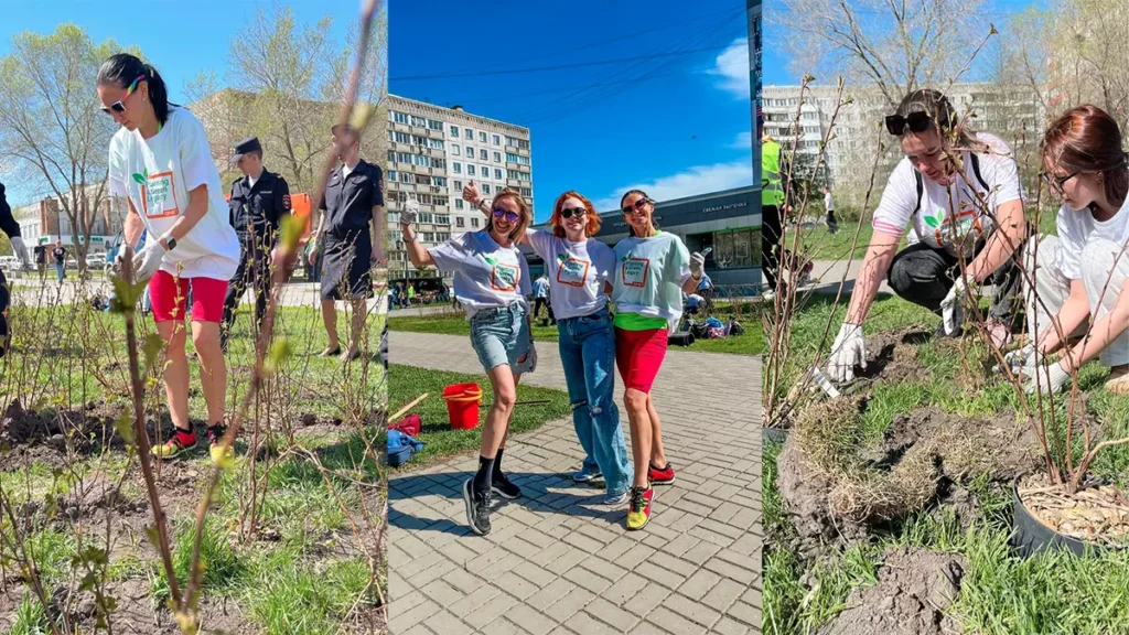 Championing Sustainability And Building A Green Legacy With Qnet 12 Three photos of QNET IRs planting trees in Novisibirsk, Russia.